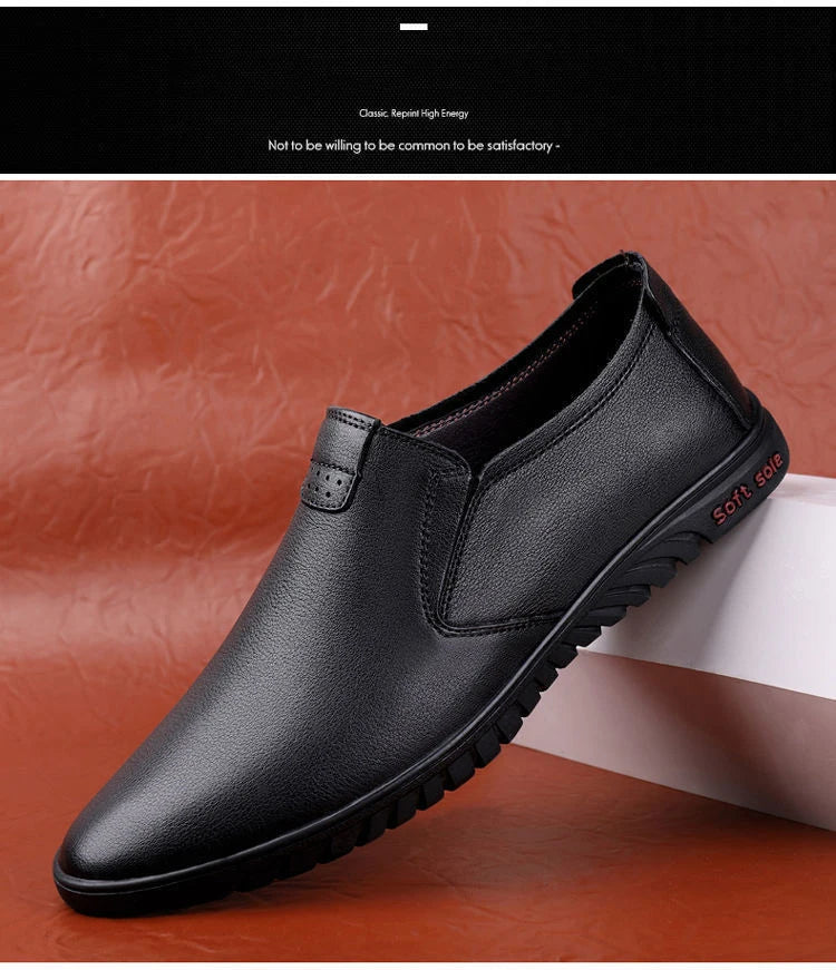 Men's Casual Business Leather Shoes Fashion Soft Bottom Oxfords Male Wedding Party Office Business Shoes Slip-on Outdoor Flats