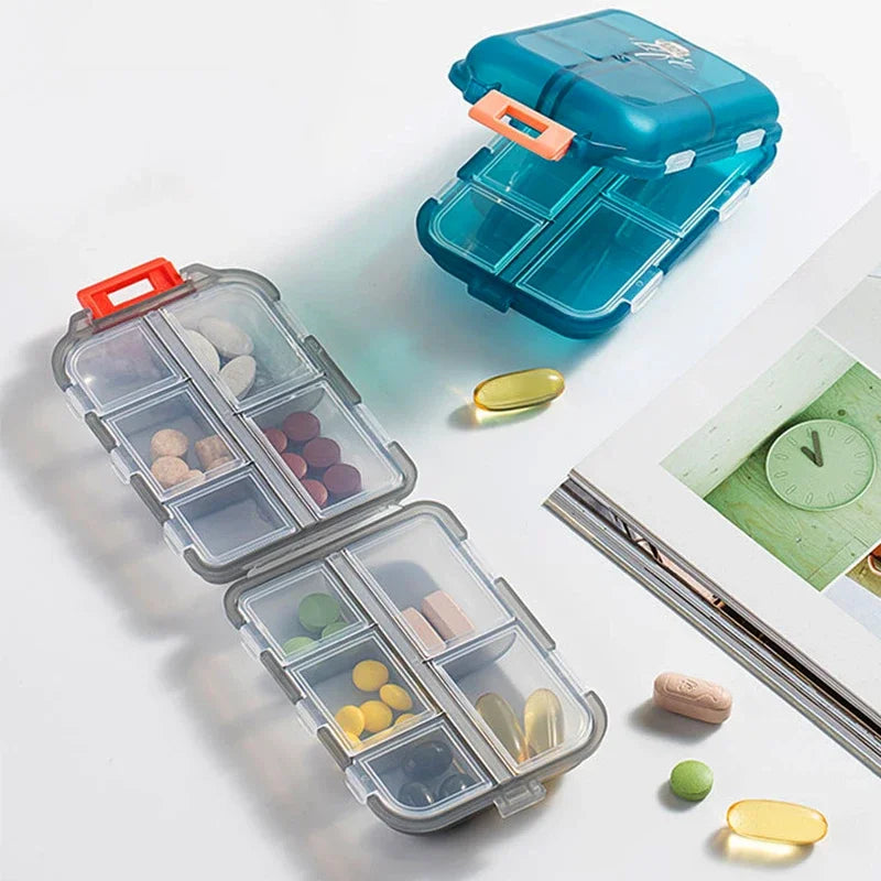 10 Compartments Travel Pill Organizer Pocket Portable Pill Storage Box Case Daily Pill Container or Purse Fish Oil Medicine