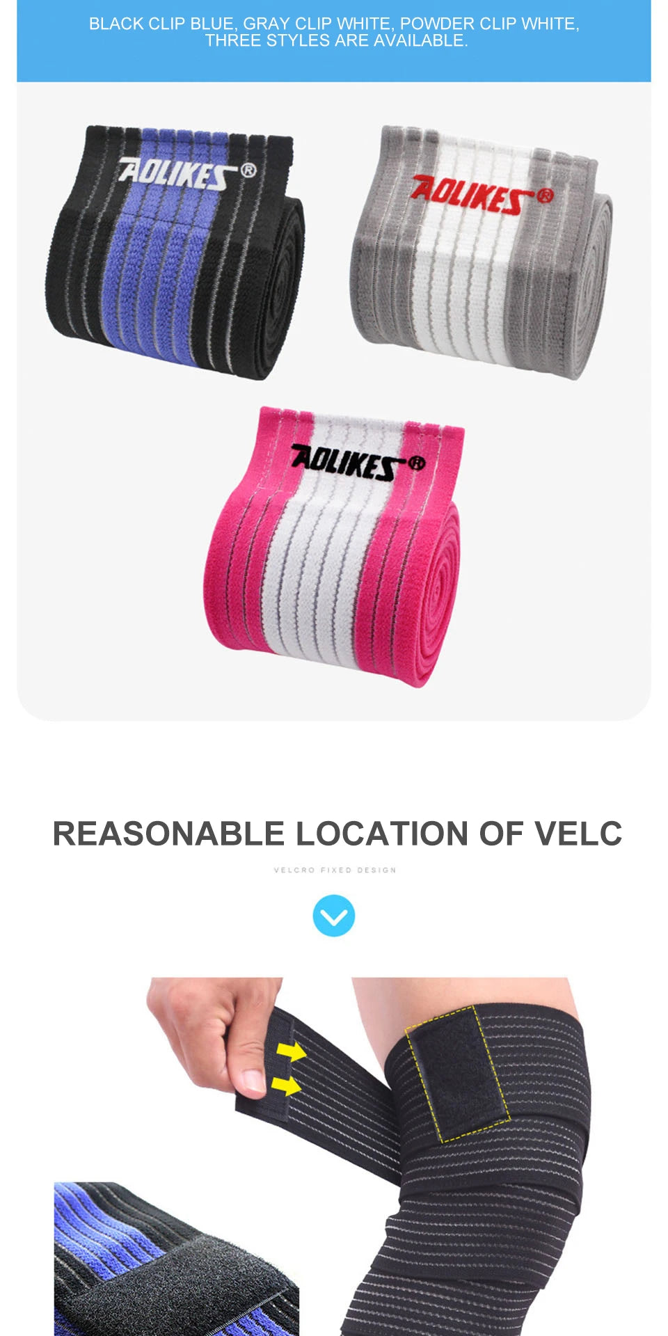 AOLIKES 1PC 40-180CM Elastic Bandage Compression Knee Support Sports Strap Knee Protector Bands Ankle Leg Elbow Wrist Calf Brace