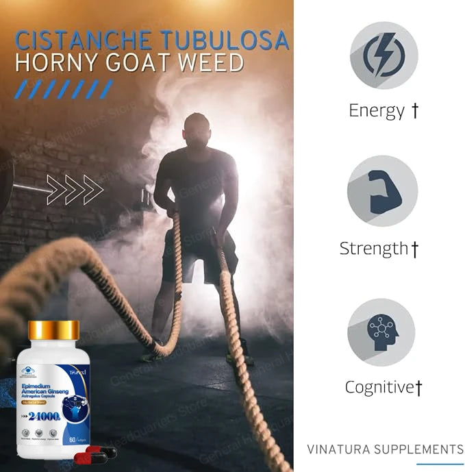 Extra Strength Supplement with Epimedium & Panax Ginseng Extract, Male Enhancing Supplement Supports Improve Male Energy Levels