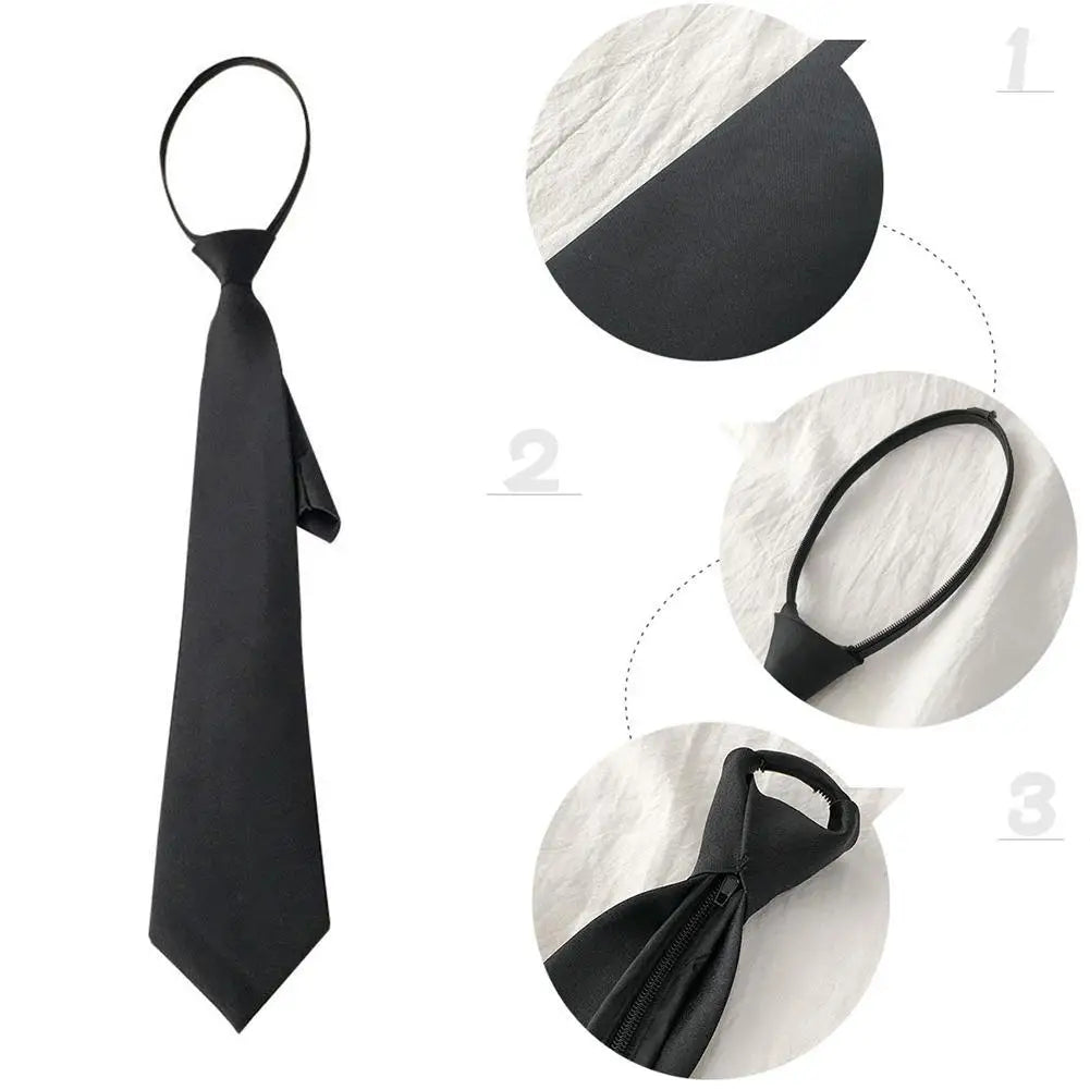 Unisex Zipper Tie For Man Woman Black Clip On Men Tie Security Ties For Clothes Neckties Uniform Suit Ties for Wholesale