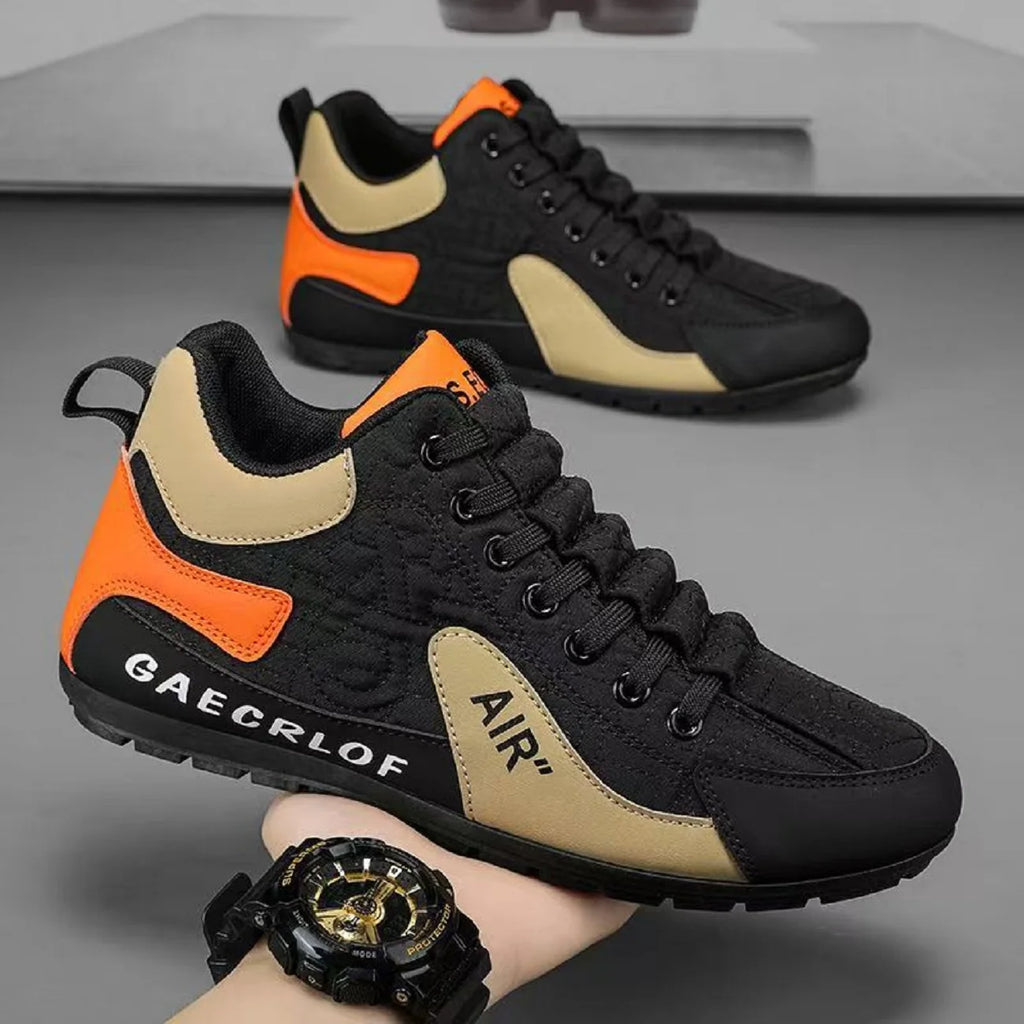 High-top shoes for men, new spring and autumn leather surface breathable leisure sports shoes, soft sole anti-skid driving Forre