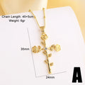 FLOLA New Design Gold Plated Rose Flower Cross Necklaces for Women CZ Crystal Fe Cross Necklaces Catholic Jewelry nkeb489