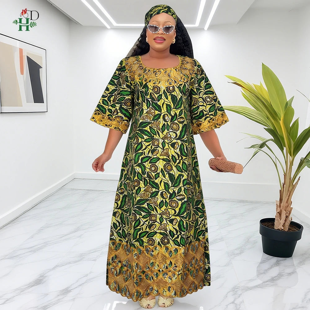 African Dresses For Women Traditional Clothing Embroidery Printed Outfits Bubu Gown Abayas Robe Kaftan Boubou Djellaba 2025 New