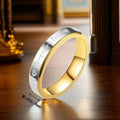 1Piece Gold Tone Silver Plated Stainless Steel Titanium Ring Cubic Zircon Rhinestone Couple Engagement Wedding Jewelry Men Women