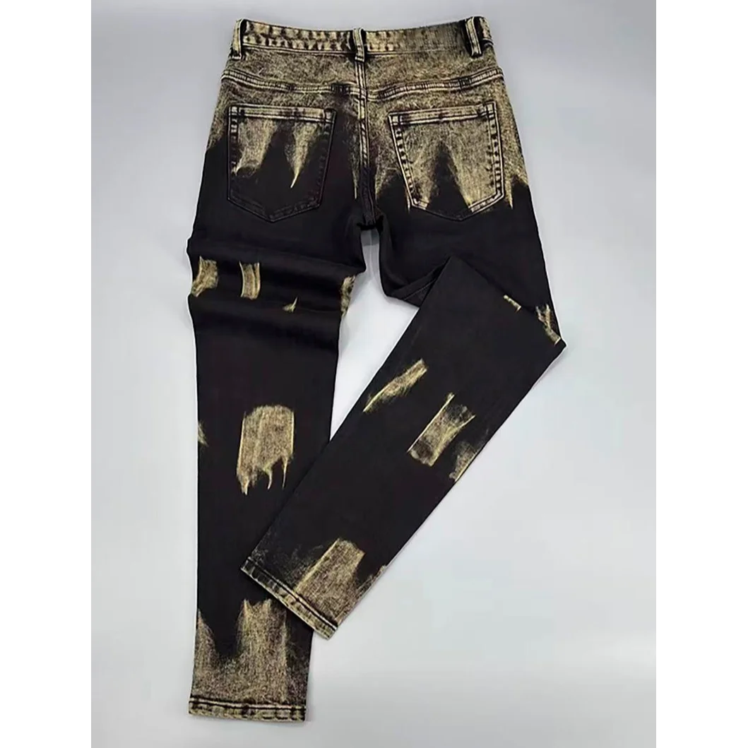 European and American men's jeans for spring and autumn fashion, casual high street, gradient color, retro straight leg pants