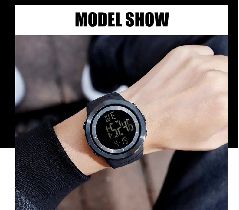 Digital Watches for Men Black Waterproof Tactical Wristwatch Big Dial Waterproof Electronic Led Military Clocks Alarm Stopwatch