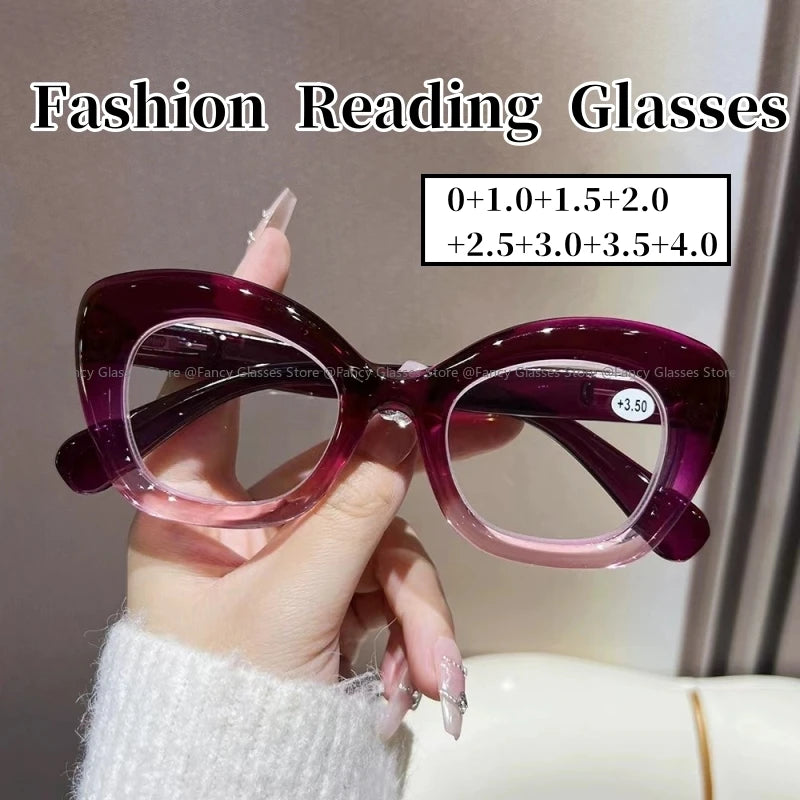 Women Retro Large Frame Reading Glasses Men Anti-blue Fashion High-definition Presbyopia Eyewear Vintage Far Sighted Eyewear