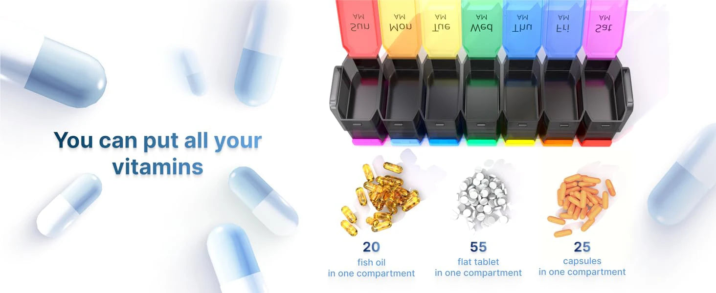 Extra Large Weekly Pill Organizer 2 Times a Day Am Pm 7 Day Oversized Daily Vitamin Organizer Pill Container Medicine Holder