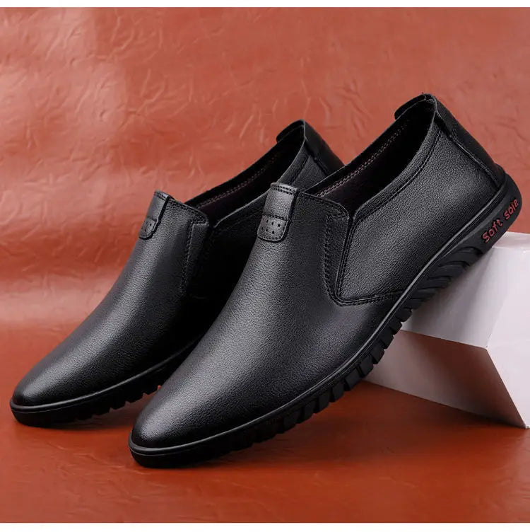 Men's Casual Business Leather Shoes Fashion Soft Bottom Oxfords Male Wedding Party Office Business Shoes Slip-on Outdoor Flats
