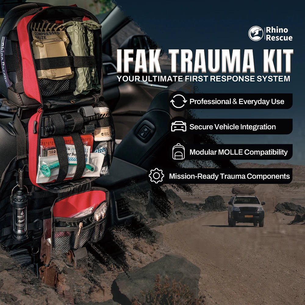 RHINO RESCUE large Car First Aid Kit IFAK POUCH Molle Medical Pouch for Travel Hiking Camping (empty bag)