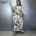 Printed Dresses For Women 2025 Fashion Design Loose Dress Batwing Maxi Long Femme Vestidos Summer Autumn Party Elegant Dress