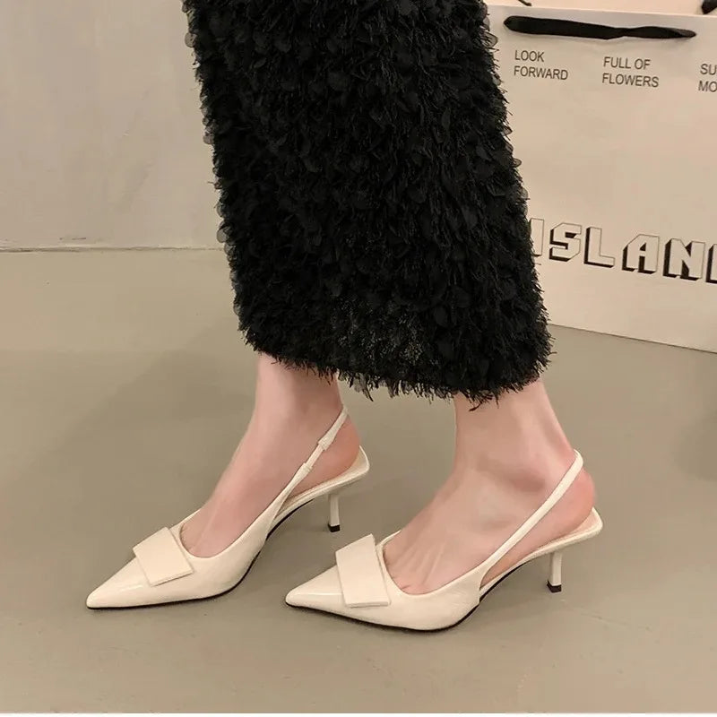 2025 Summer Women's Shoes High Heel Women Sandals Fashion Pointed Toe Singbacks Shoes Design Style Banquet Party Sandalias Shoes