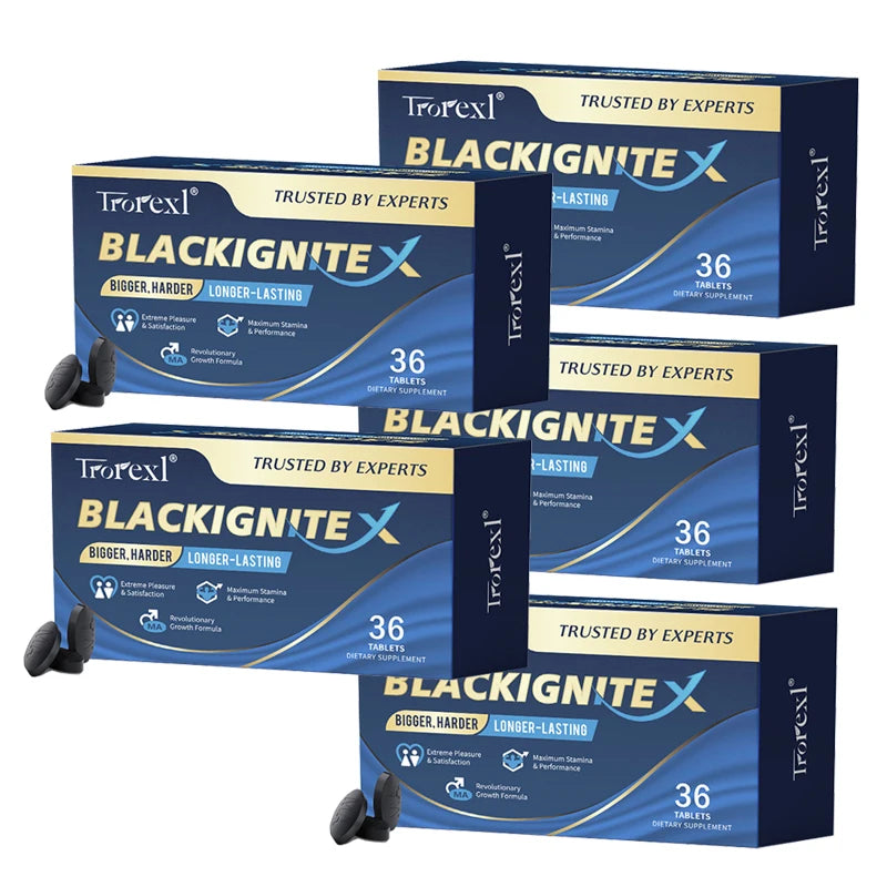 Black IgniteX Male Endurance Booster Supplement, Masculine Drive, Superior Pumps & Fullness, Saw Palmetto Oyster Tablets