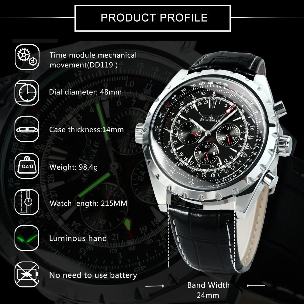 JARAGAR Sports Mens Watches Top Brand Luxury Automatic Mechanical Watch for Men Casual Leather Steel Strap Military Wristwatches