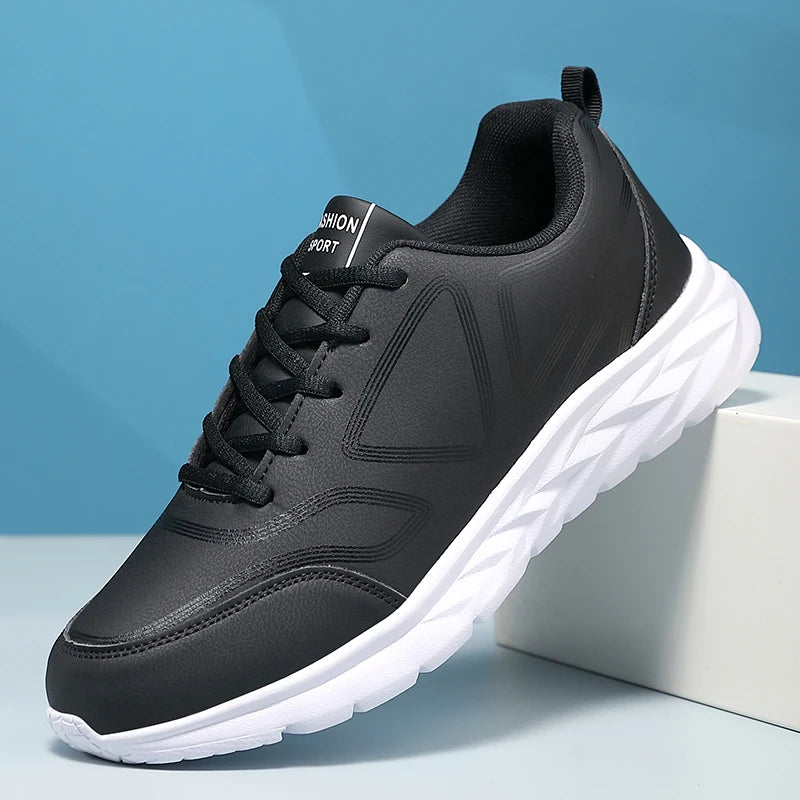 Men's Sports Shoes Leather Lightweight Comfortable Casual Shoes Cushioning Sports Shoes Outdoor Waterproof Walking Shoes for Men