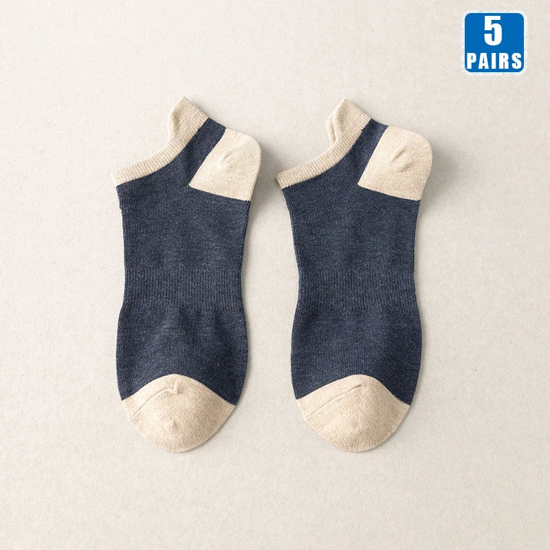 5 Pairs High Quality Cotton Men Short Socks Breathable Casual Spring Summer Crew Ankle Low-Cut Fashion Non-slip Sock for Male