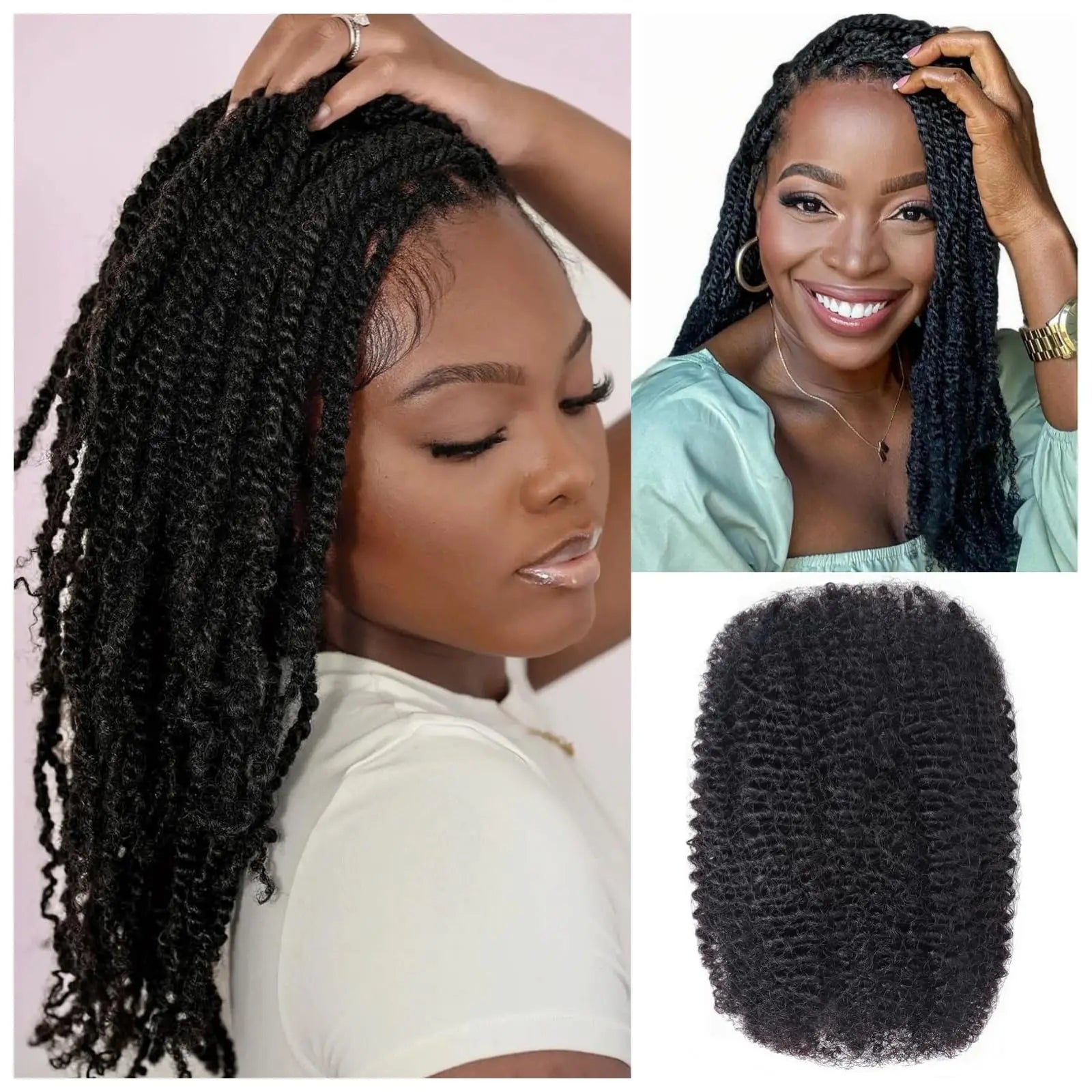 Afro Kinky Curly Braiding Bulk Hair for Braiding Twists Afro Kinky Bulk Hair for Dreadlock Extensions Repair Locs Women