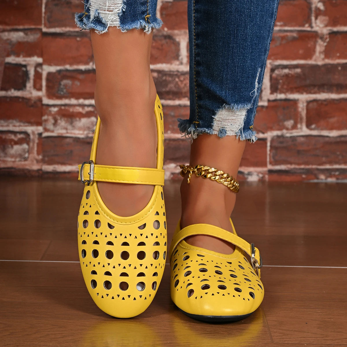 2026 Dress Women's Shoes New Fashion French Style Gir Round-toe Shoes Women's Hollow Out Flat Shoes Multicolor Big Size 42 57768
