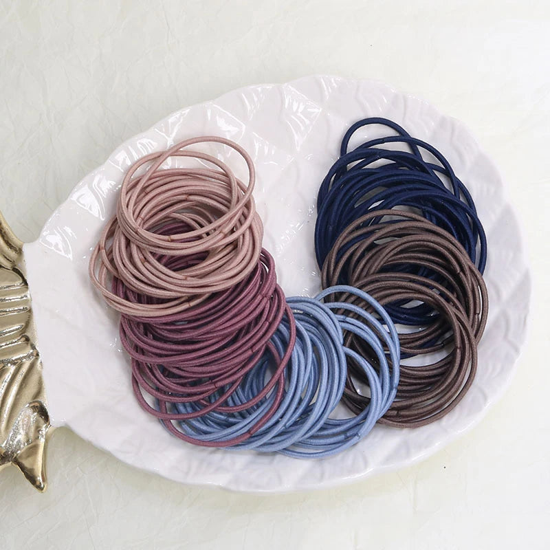 100PCS/Set Hair Ties Elastic Rubber Bands for Women Men Thin Hair Rubber Bands Ponytail Scrunchies Hair Accessories for Women