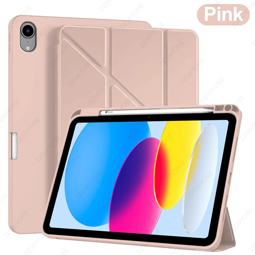 Case for iPad 10th Gen 10.9, For iPad 11th Gen A16 11 Cover, Silicone Slim Protective, with Pencil Holder, Y-Shaped Stand