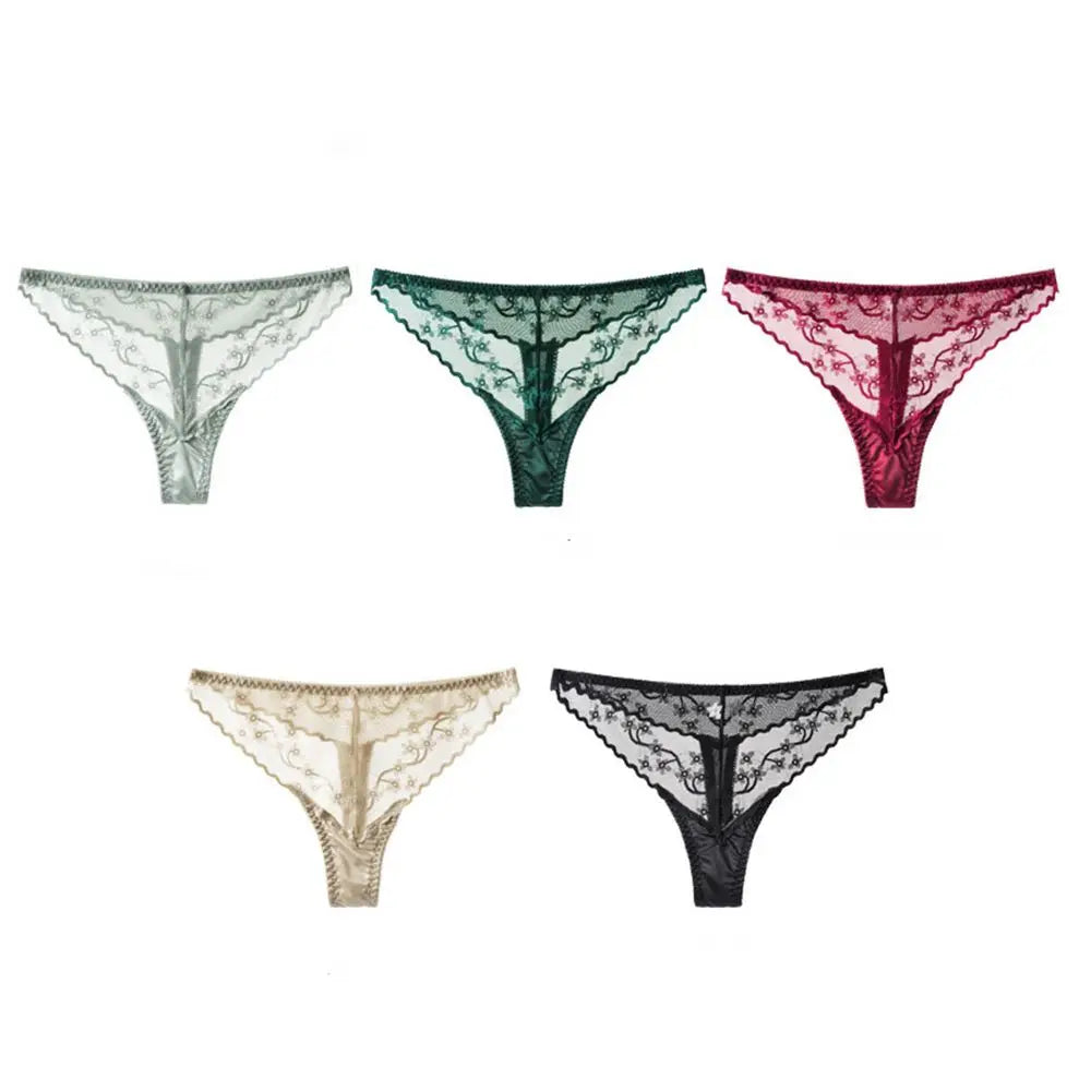 Breathable Seamless Fashion Design Ice Silk Fitness Girls Korean Style Underwear Women  Lingerie Low-Waist Thong Lace Panties