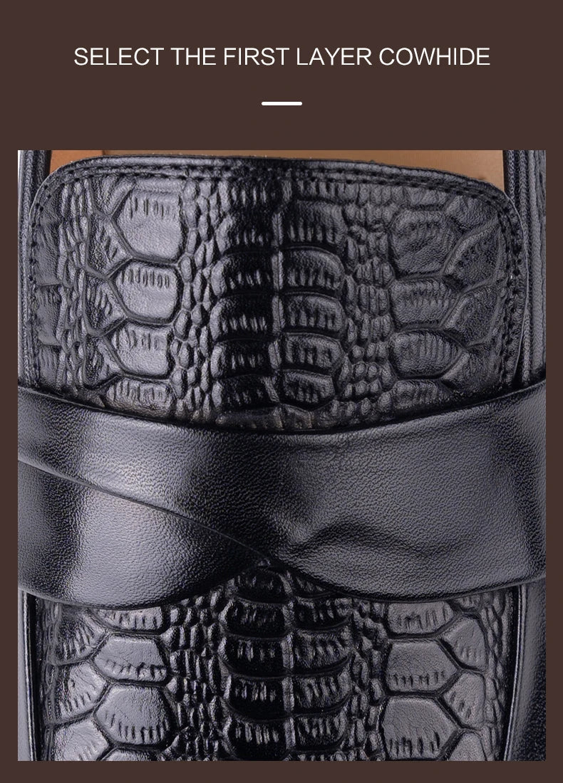Genuine Leather Shoes For Men Dress British Business Party Slip on Black Point Toe Fashion Casual Formal Suit Handmade Men Shoes