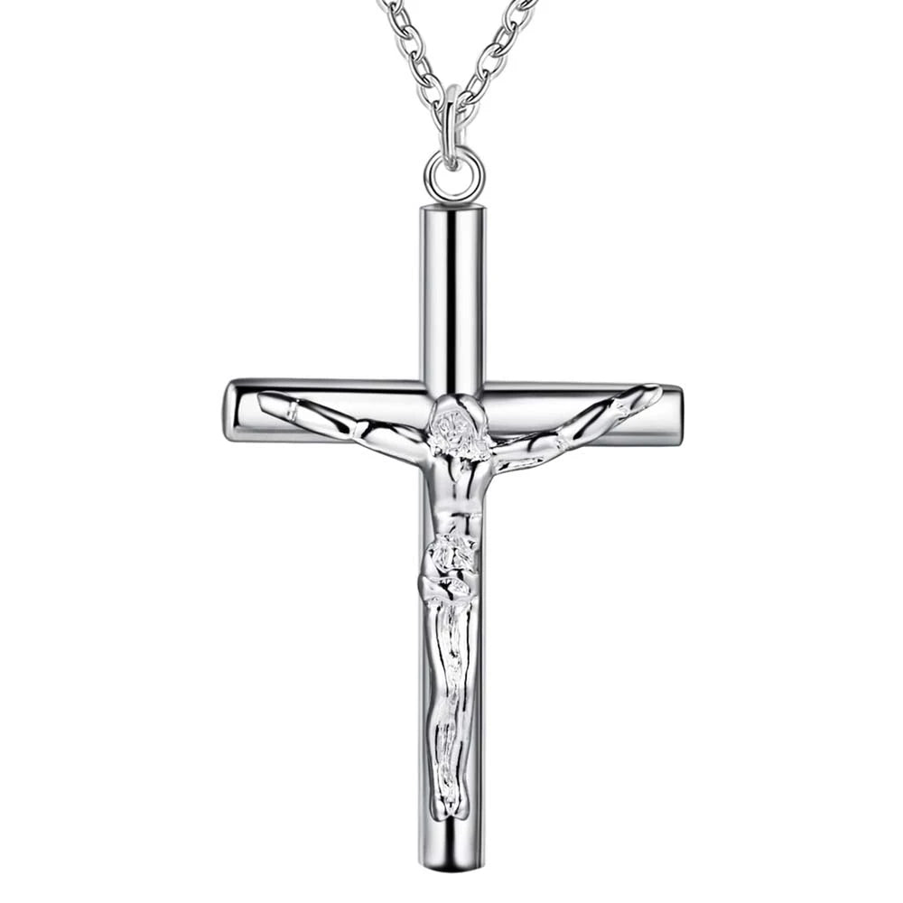 New 925 Sterling Silver Necklace Cross For Men Women Fashion Clavicle Chain Necklaces Wedding Party Jewelry chain Gift