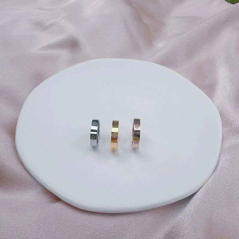 Trend Luxury Brand Cross Stainless Steel Zircon Ring With Stone For Woman Girl For Men Couple Finger Wedding Ring bague femme