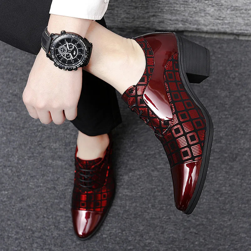 Men Formal Shoes High Heels Business Dress Shoes Male Oxfords Pointed Toe Formal Shoe for Man Luxury Wedding Party Leather Shoe