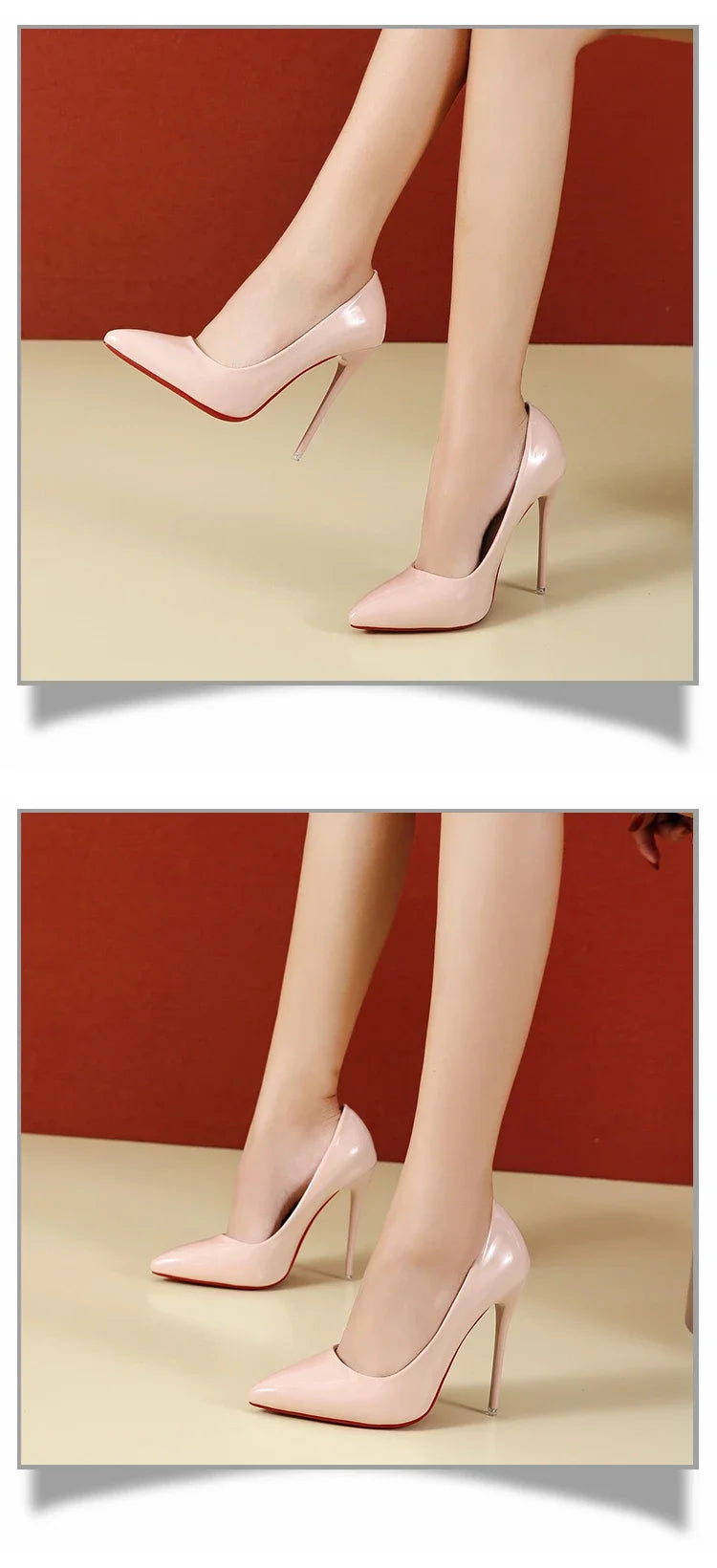 2024 Women Shoes Red High Heels Sexy Pointed Toe 12cm Pumps Wedding Dress Shoes Nude Black Color Red Rubber Bottom High Heels