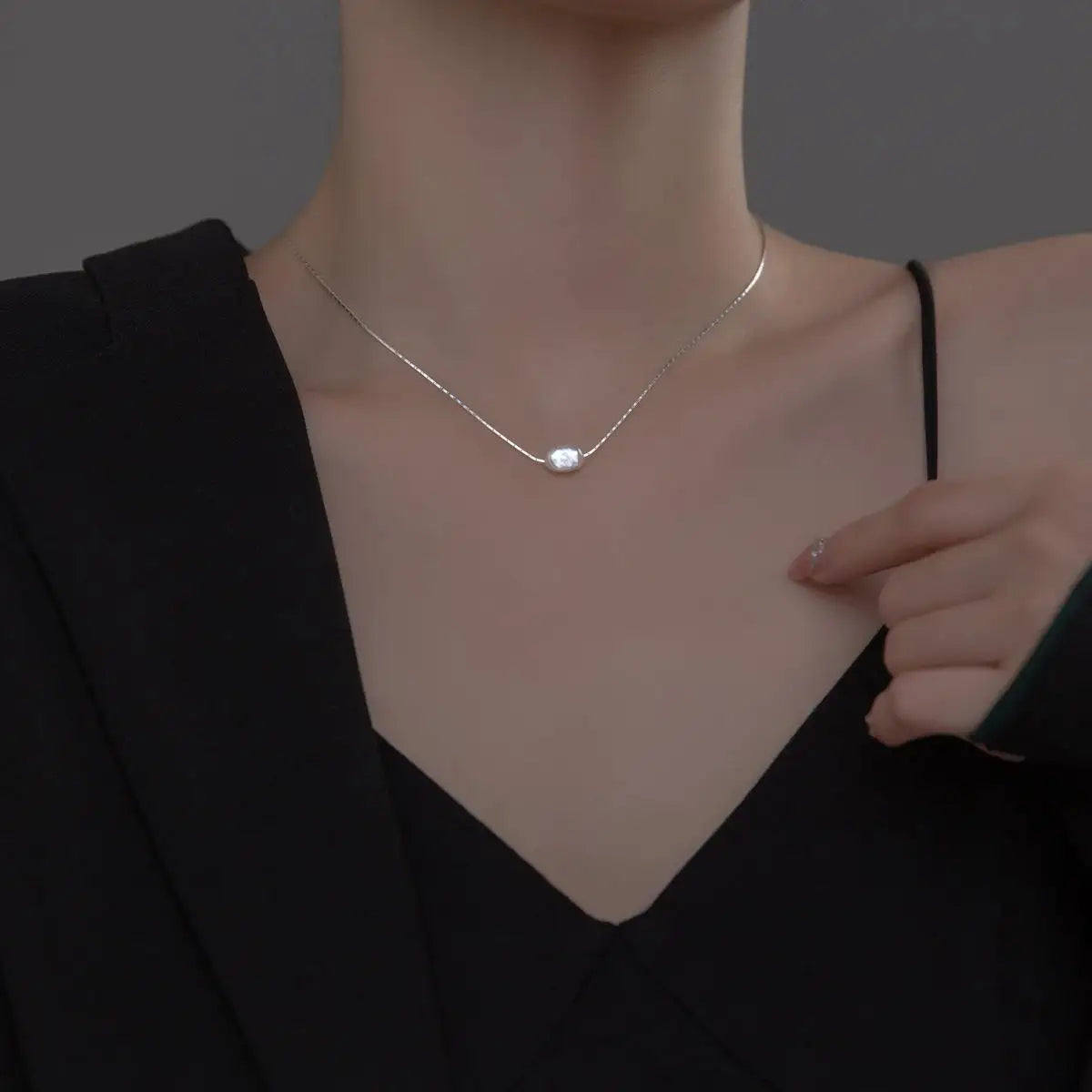 Minar Minimalist Single Freshwater Pearl Pendant Necklaces For Women Gold Plated Brass Snake Chain Choker Wholesale Jewelry