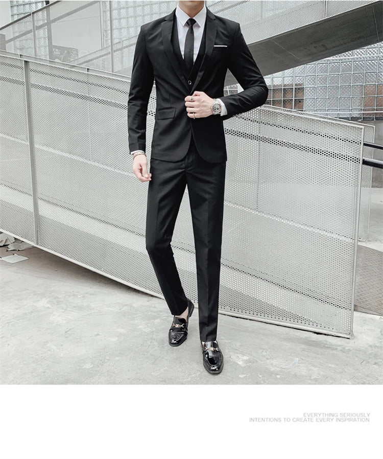 Suits for Men - 3 Pieces - New Fabrics - Fashionable Business Gentleman - Slim Fit - Wedding  Professional Business Formal Dress