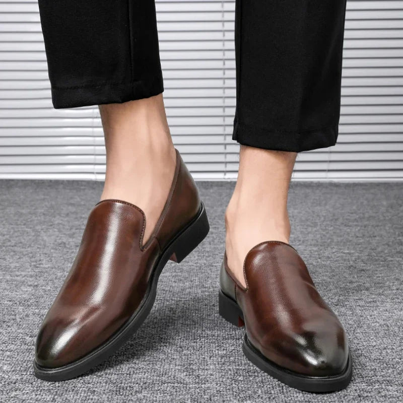 Red Sole Dress Shoes for Men Business Office Men Loafers Male Flats Driving Shoes Casual  Slip-On Wedding Leather Shoes