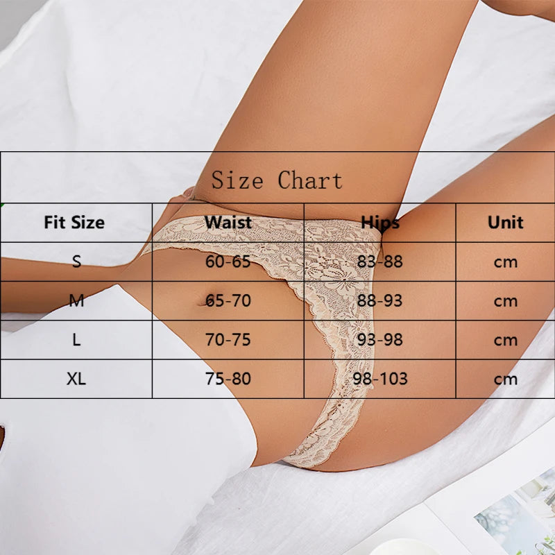 FINETOO 6Pcs/Set Perspective Lace Panties Hollow Out Low-waist Underwear Thongs Female Underpants Breathable Lingerie Intimates