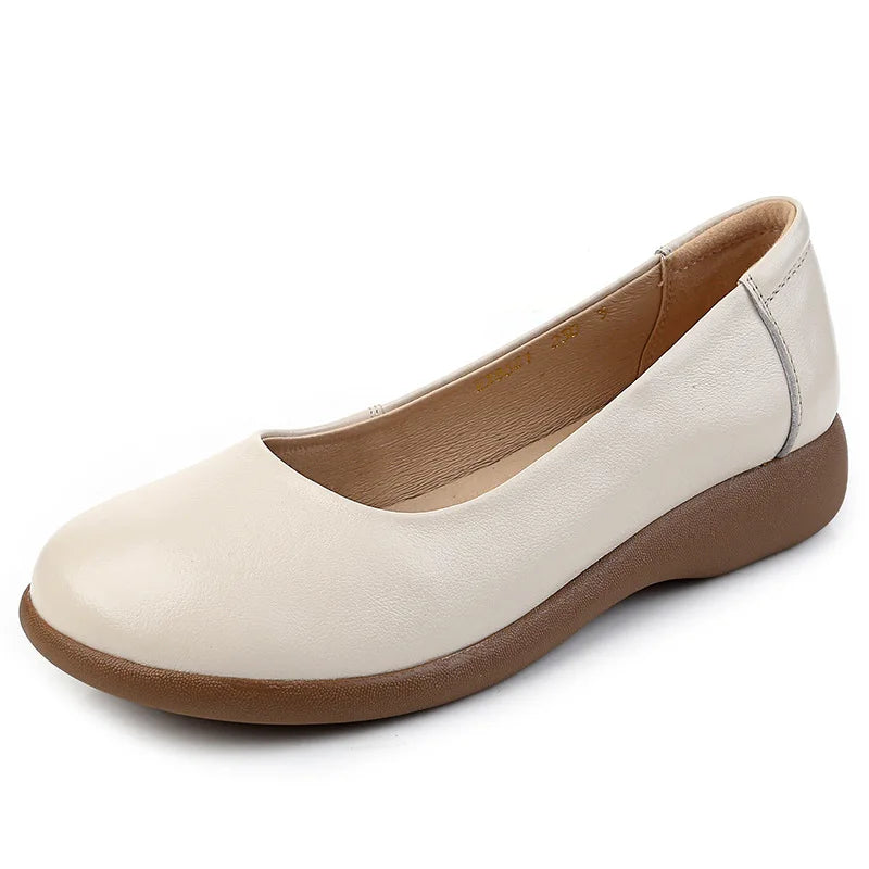 2025 Women Shoes Genuine Leather Spring New Dress Shoes Women Large Size Low Heels Office Lady Shoes