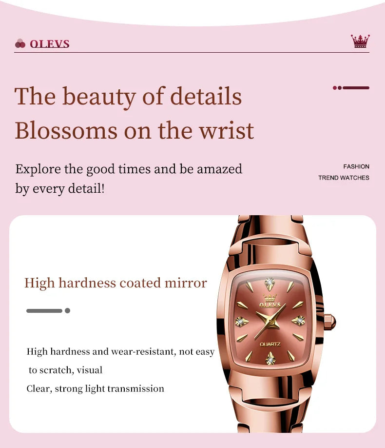 OLEVS 7006 Women's Watches Top Brand Elegance Quartz Montres Femmes Waterproof Tungsten Steel Case Strap Luminous Date Watch