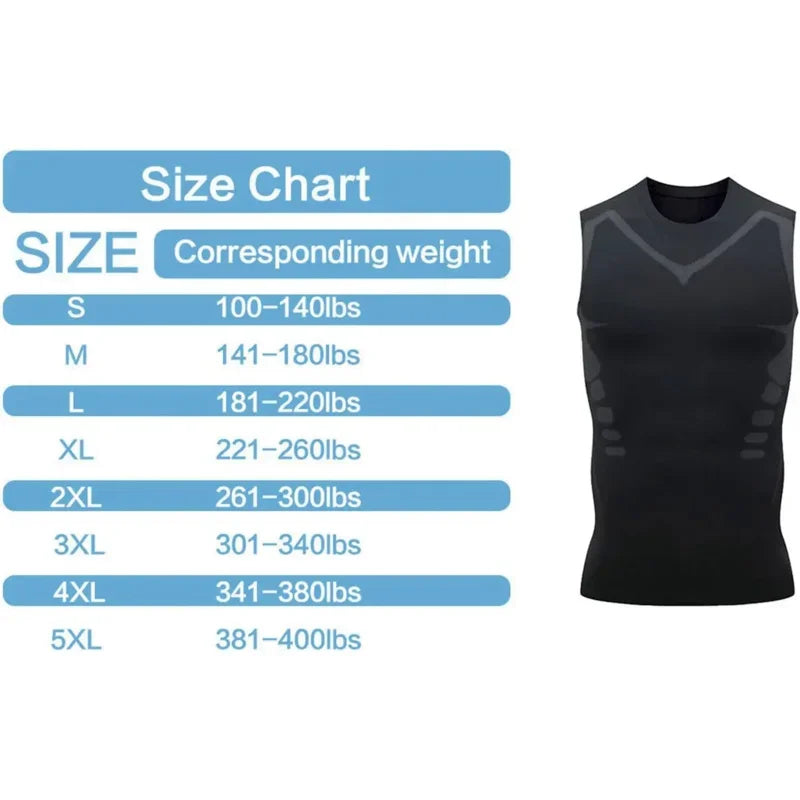 Men's Compression Shirt Tummy Control Muscle Support Quick-Dry Ice Silk Workout Vest Slimming Body Shaper Tank Top Gym Running