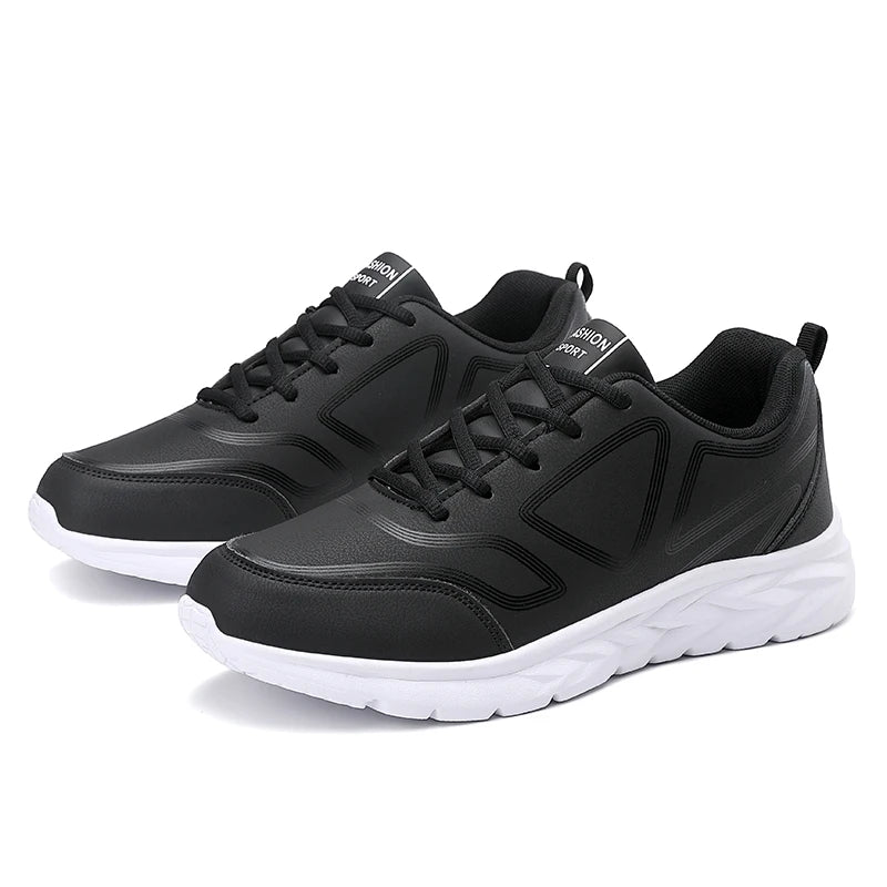 Men's Sports Shoes Leather Lightweight Comfortable Casual Shoes Cushioning Sports Shoes Outdoor Waterproof Walking Shoes for Men