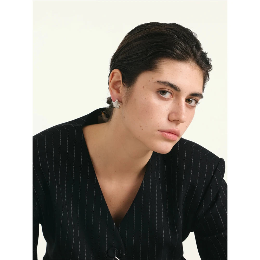 NiNice Arrivals Stainless Steel Metal Hammer Chunky Star Stud Earrings Simple Trendy Daily Women Jewelry Wholesale Gift