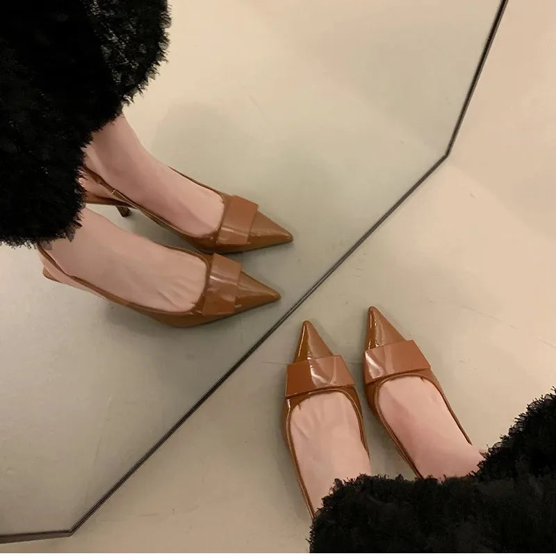 2025 Summer Women's Shoes High Heel Women Sandals Fashion Pointed Toe Singbacks Shoes Design Style Banquet Party Sandalias Shoes