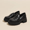 Leather shoes for women 2025 new style spring and autumn thick soled loafers British style retro single shoes for women