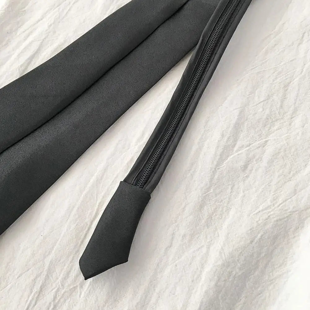 Unisex Zipper Tie For Man Woman Black Clip On Men Tie Security Ties For Clothes Neckties Uniform Suit Ties for Wholesale