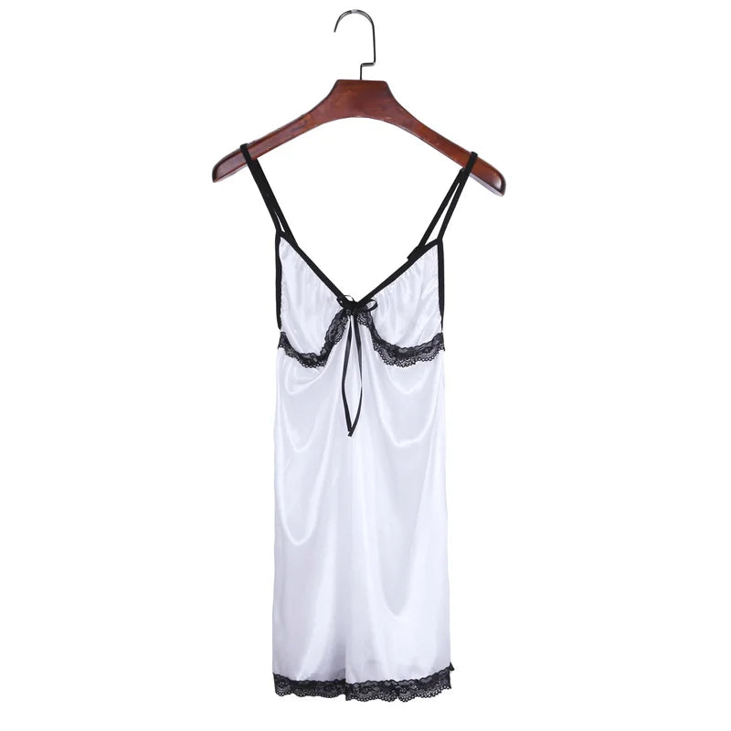 Sexy Perspective Fun Nightgown Women Sleepwear Lace Floral Nightie Lingerie Suspenders Nightdress Comfortable Robe Summer