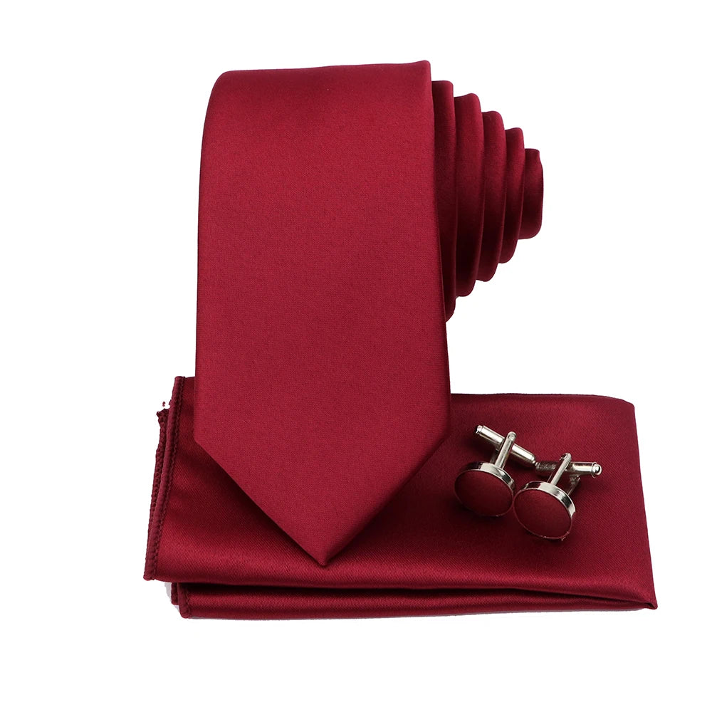 Men's Colorful Polyester Necktie Bowtie Cufflink Brooch Set Sage Green Pink Ties Business Wedding Party Shirt Accessories Gift