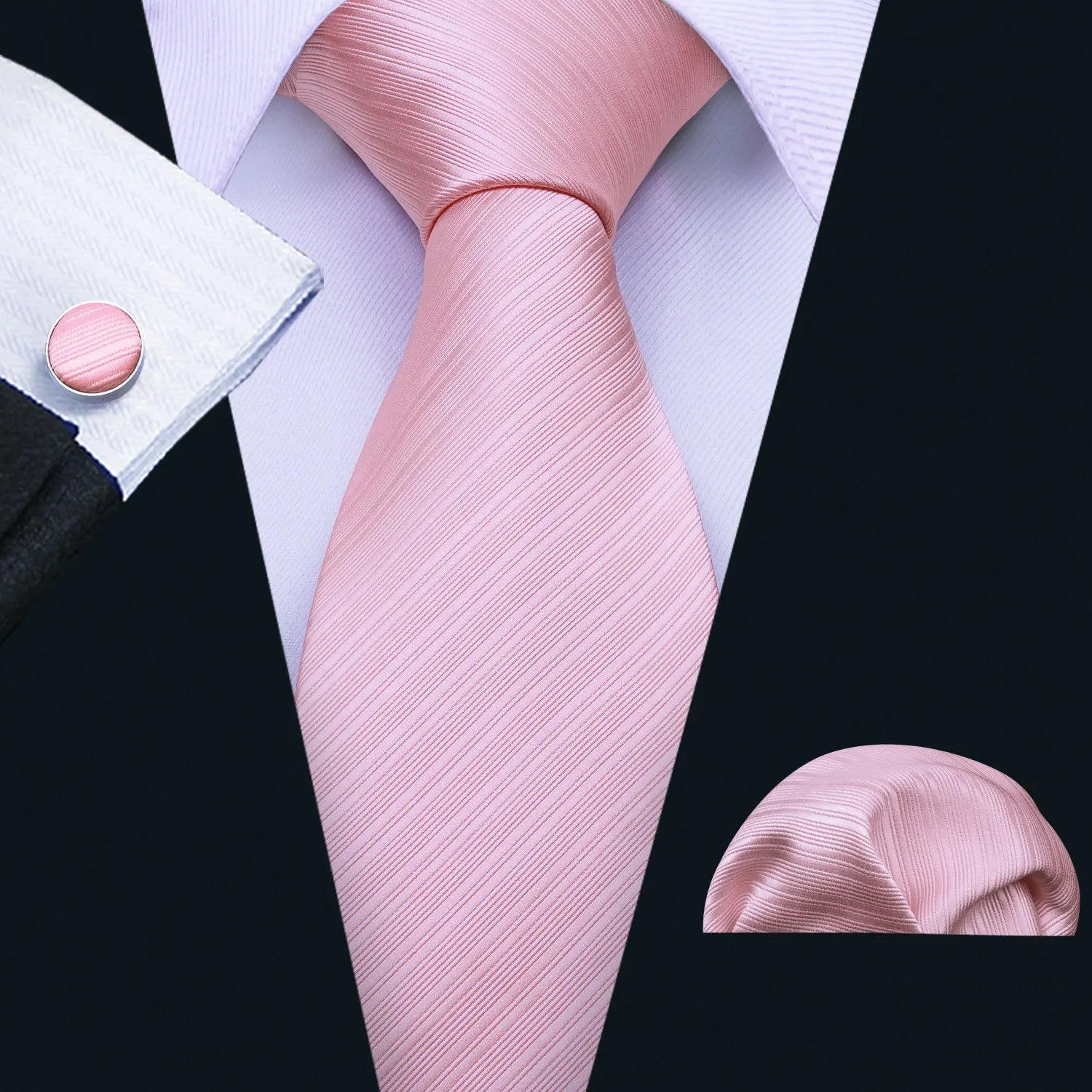Male Luxury Neck Tie For Men Business Red Striped Tie Hanky Cufflinks Set Neckwear Wedding Party Casual