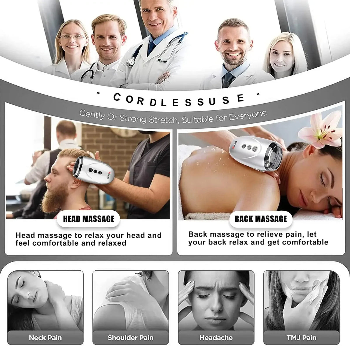 Professional Haircut Massager/Cordless Handheld Massager, Vibration Neck/Legs/Hands/face Massager, 2 Massage nodes 2600AMH
