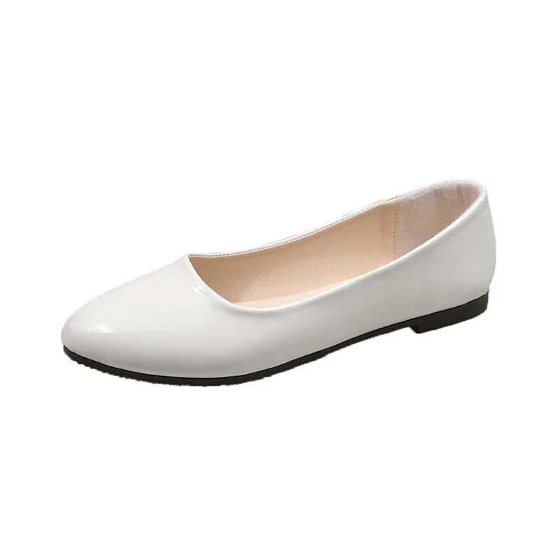 Women's Formal Uniform Shoes Spring Autumn Black Versatile Flat Shoes Women Causal Loafers Non-slip Ladies Ballet Leather Shoes