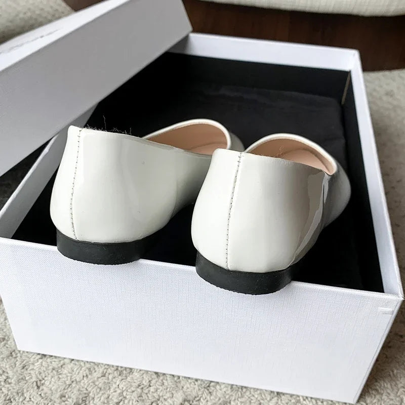 Women's Formal Uniform Shoes Spring Autumn Black Versatile Flat Shoes Women Causal Loafers Non-slip Ladies Ballet Leather Shoes