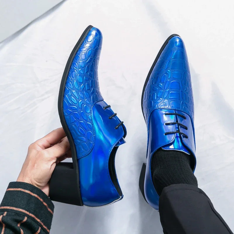 Luxury Multiple Colors High Heel Men's Shoes Fashion Moccasin Man Wedding Shoes Groom Designer Pointed Toe Leather Dress Oxfords